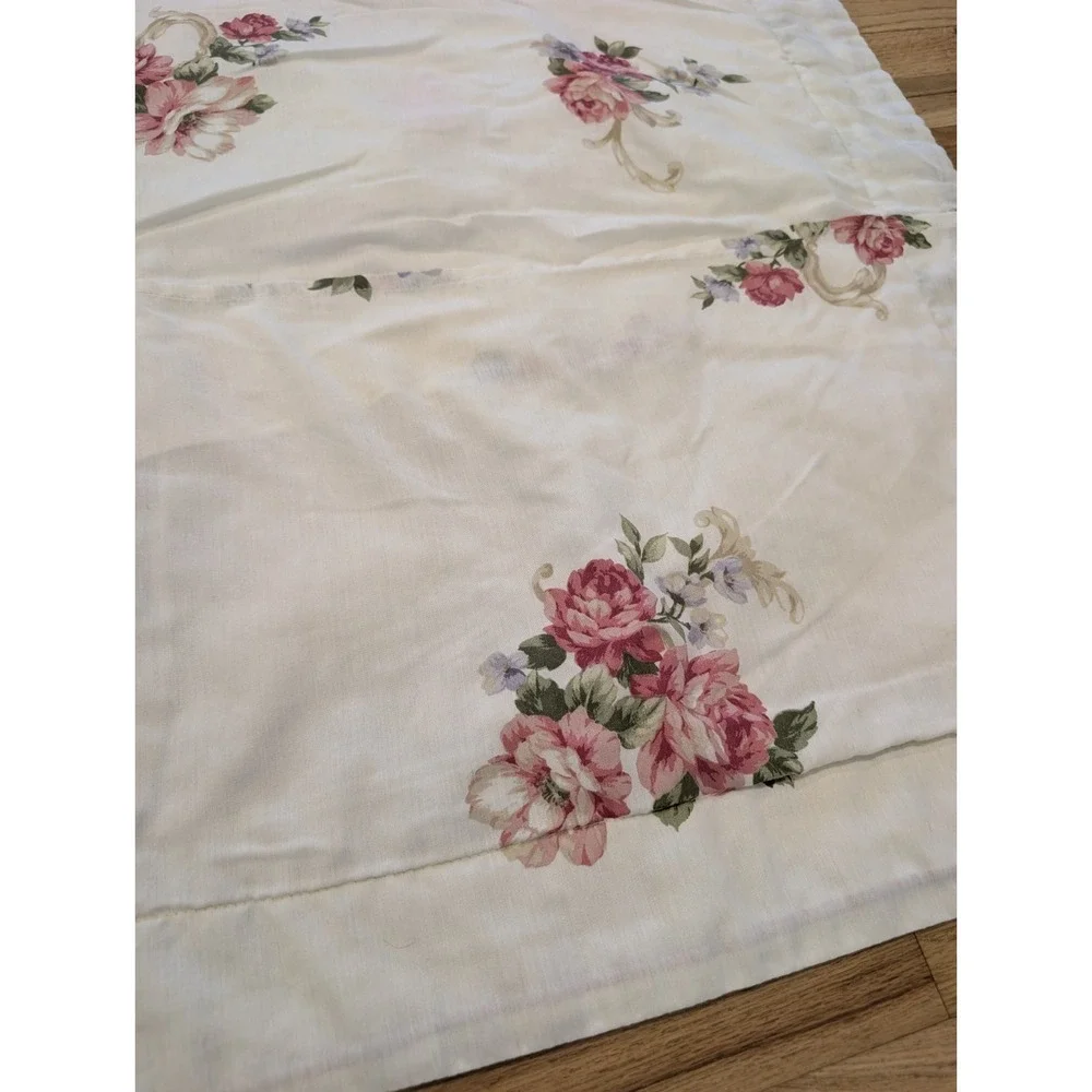 VTG French Country Pillow Sham Roses Robin Egg Blue 31x25